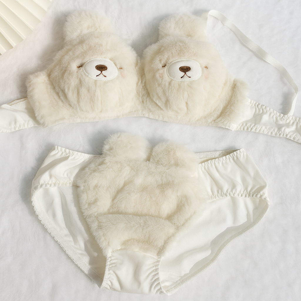 Plushé Cloudbear – 2 Piece Plushy Lingerie Set (White)