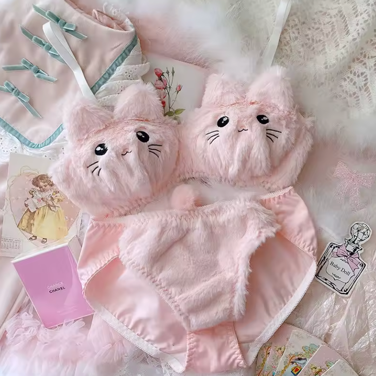 Plushé Kittykiss – 2 Piece Plushy Lingerie Set (Pink)