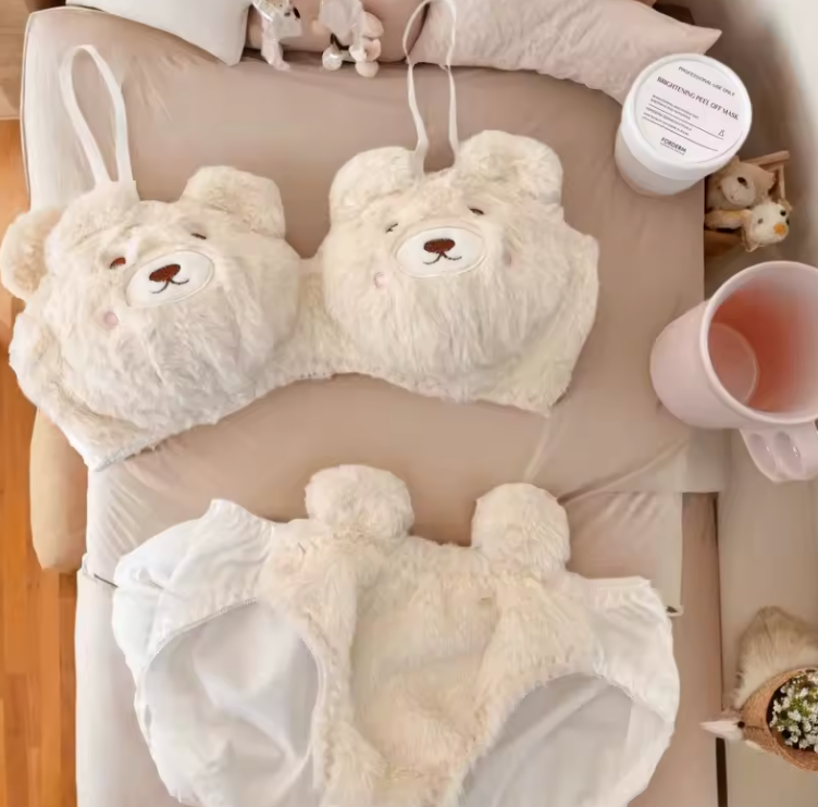 Plushé Cloudbear – 2 Piece Plushy Lingerie Set (White)